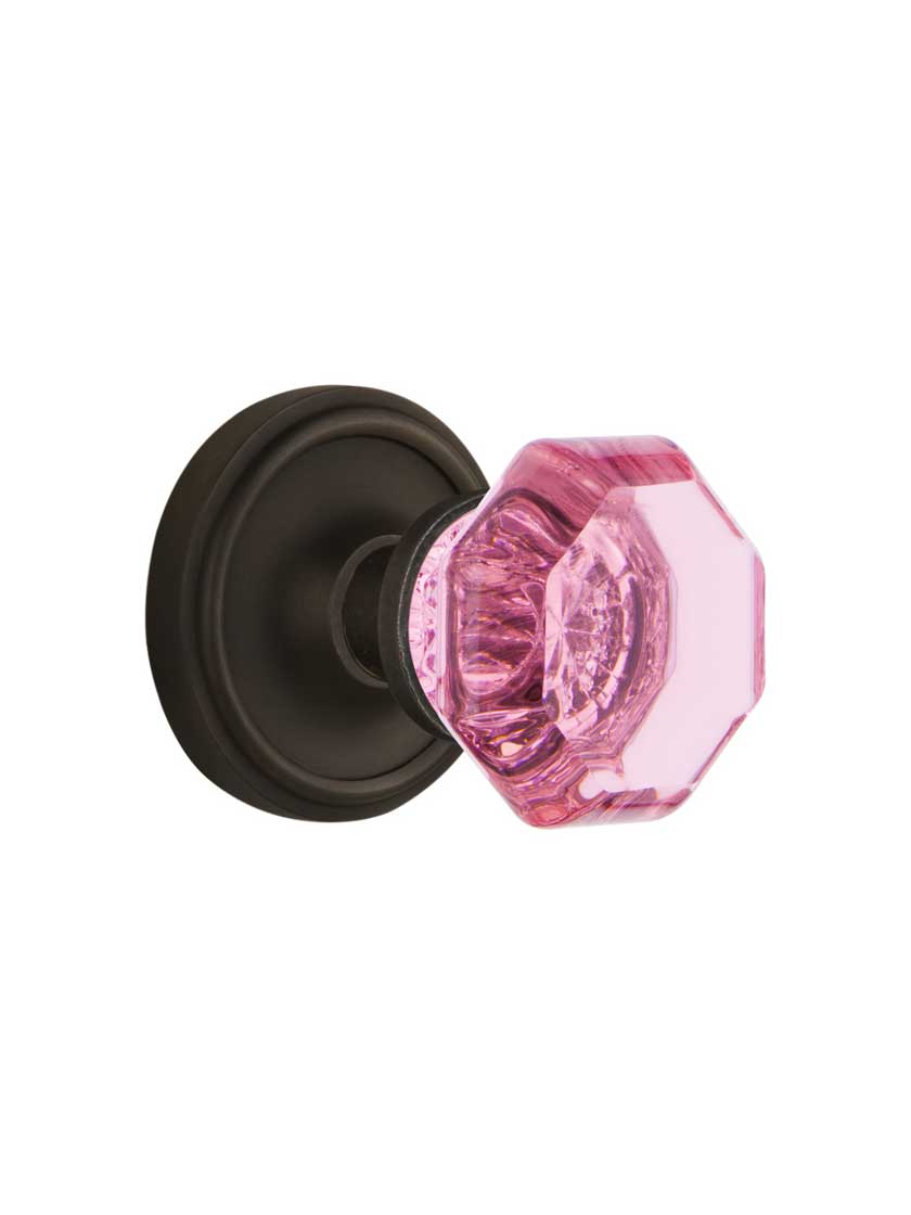 Classic Rosette Door Set with Colored Waldorf Crystal Glass Knobs